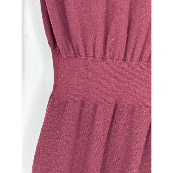 Theory Wool Sweater Dress Long Sleeve Knee Length Plum Purple Stretch Winter S - Picture 5 of 10